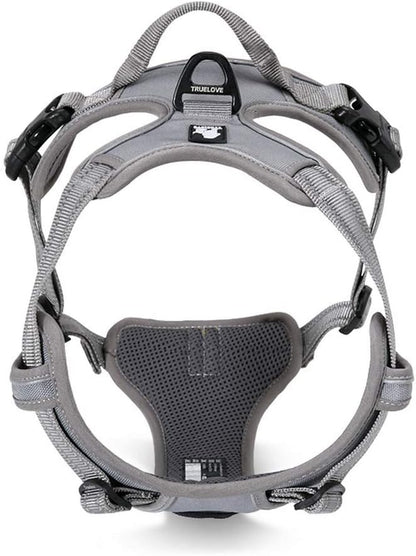 Truelove TLH5651 Adjustable No-Pull Reflective Dog Harness - Comfortable Control in Gray (Large)
