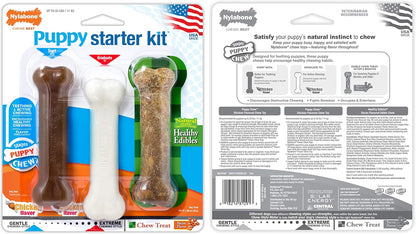 Puppy Starter Kit: 5 Assorted Chew Toys and 1 Natural Treat for Small Dogs (Up to 25 lbs) - Bacon & Chicken Flavor, 6 Pack