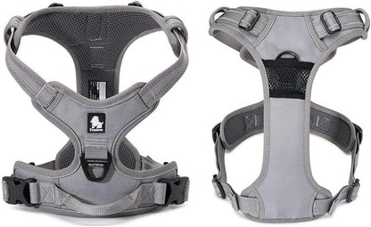 Truelove TLH5651 Adjustable No-Pull Reflective Dog Harness - Comfortable Control in Gray (Large)