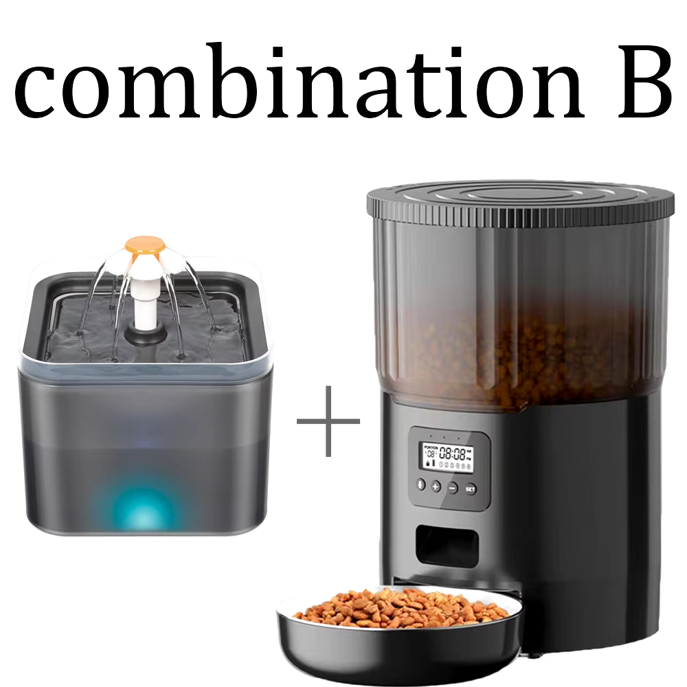 4L Smart Automatic Pet Feeder with Tuya WiFi and 2L Water Fountain for Dogs and Cats